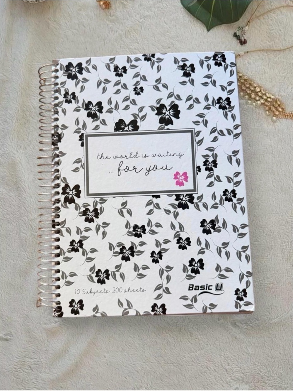 Floral Spiral Notebook – Black & White